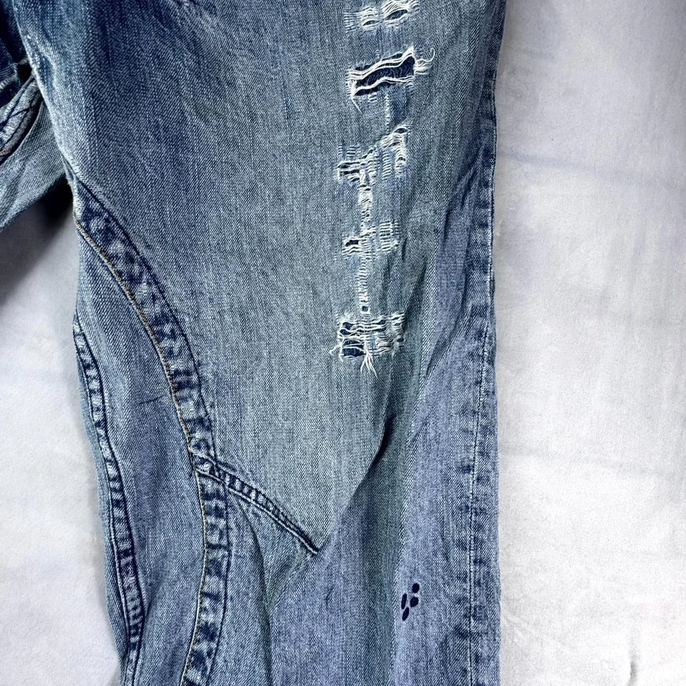 Vintage Jordan Jeans Mens 34x34 Blue Denim Distressed Hip Hop Straight Leg